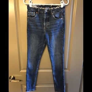 High waisted frayed skinny jeans from H&M